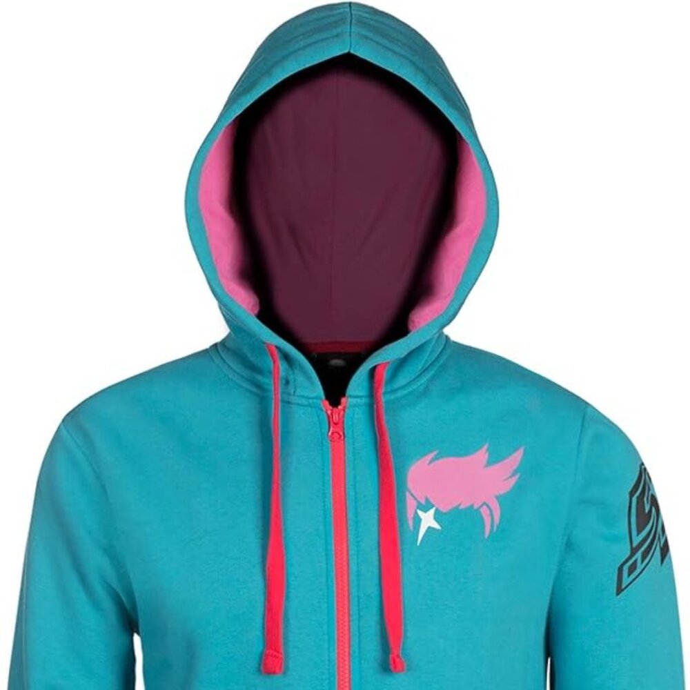 J!nx Overwatch Ultimate Zarya Men's Zip-Up Hoodie Blue/Pink XS
